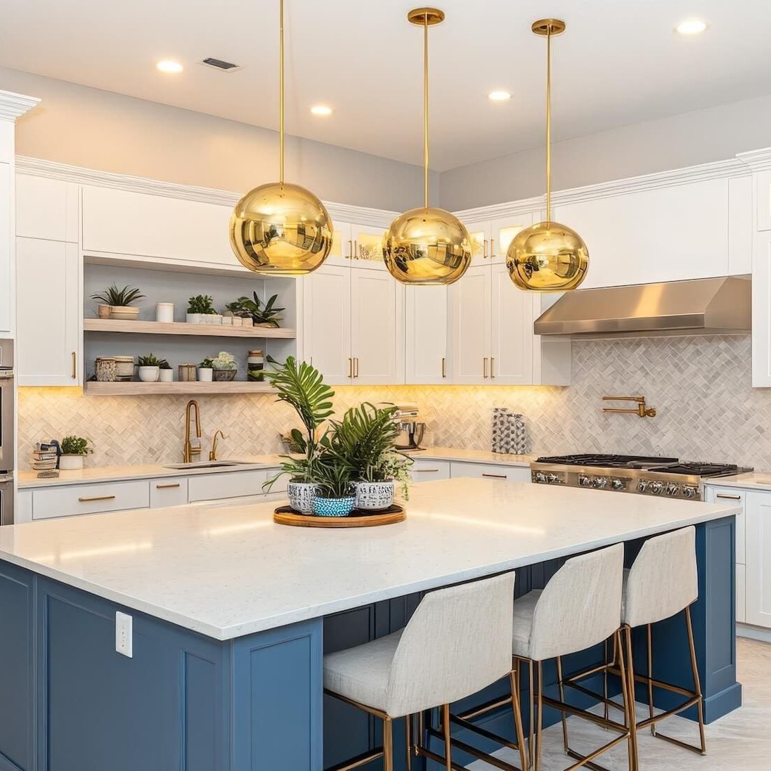 professionally refinished and painted kitchen cabinets in luxury charlottesville kitchen